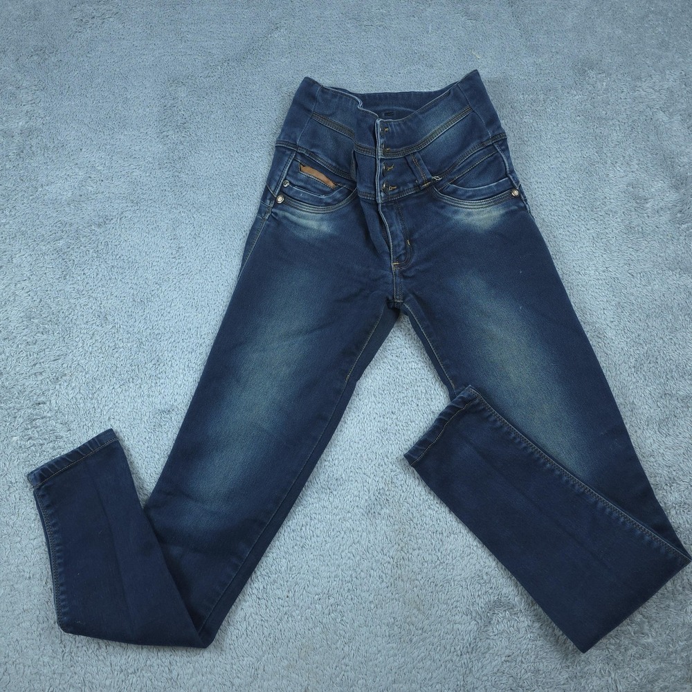 Seven7 Push Up Jeans Womens 10 Blue Medium Wash Skinny High Rise Stretch 24x29